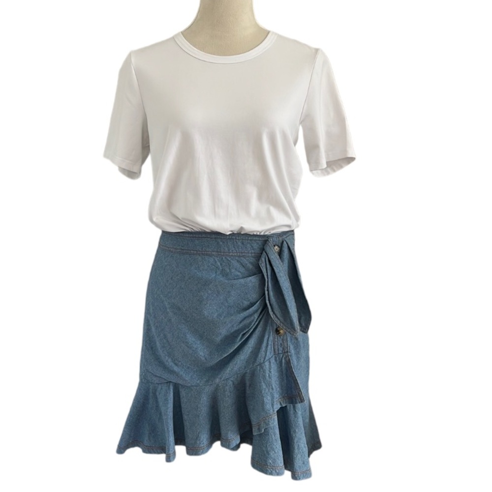 Veronica Beard Blue Ruffled Mini Dress - Picture 2 of 14